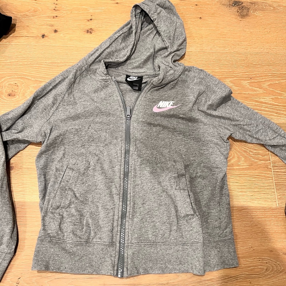 Nike Girls Sportswear Cotton Jersey Full-Zip Hoodie - large
